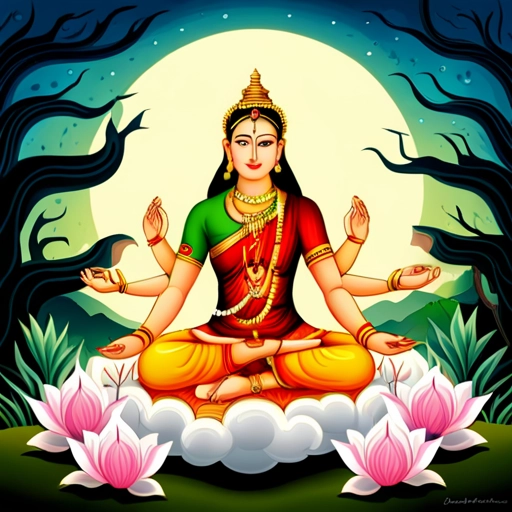 Serene illustration of Goddess Parvati meditating, with a divine aura and Himalayan backdrop, emphasizing the spiritual importance of Parvati Chalisha