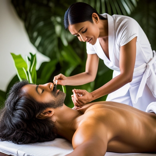 A practitioner performing Panchakarma therapy on a patient